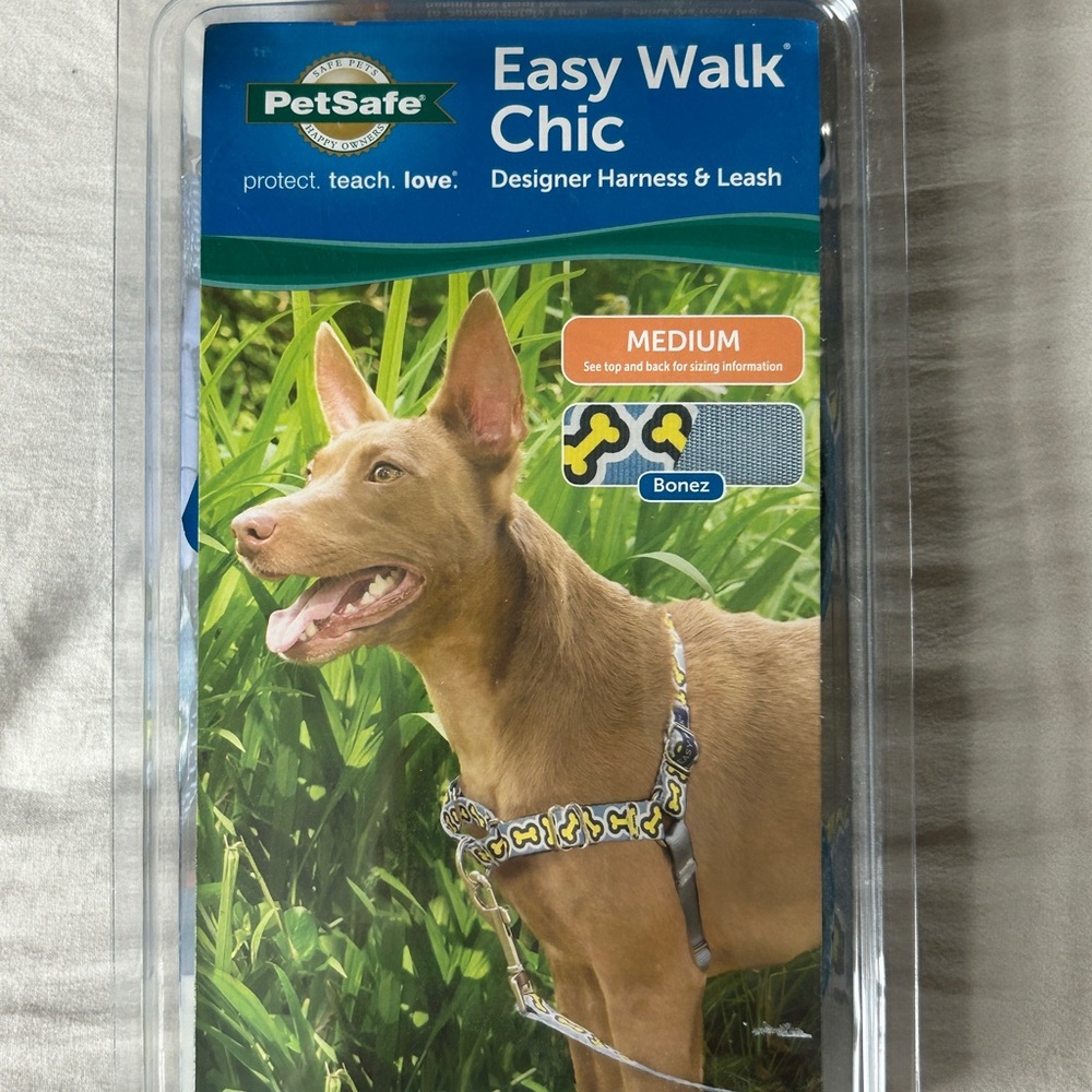 PetSafe Easy Walk Chic Dog Harness - Yellow and Gray Bones
